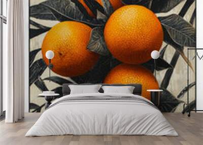 oranges with graffiti Wall mural