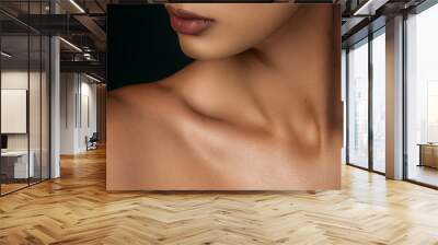 woman's neck and lips on a dark background Wall mural