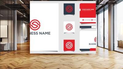 Abstract letter S logo design with business card Wall mural