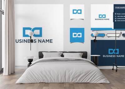 DD initial letter logo design with business card template Wall mural