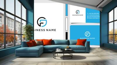 g f gf fg initial logo design vector graphic idea creative with business card template Wall mural