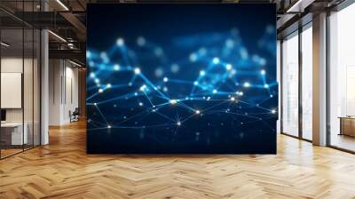 abstract futuristic - molecules technology with polygonal shapes on dark blue background. illustrati Wall mural