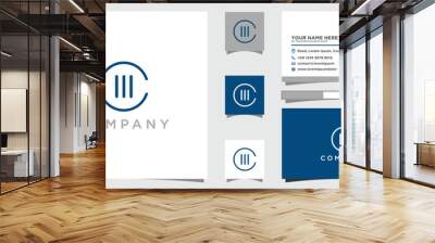 Unique modern creative elegant geometric circular shaped fashion brands and MC CM M C initial based letter icon logo with business card Wall mural