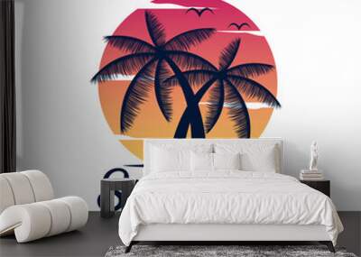 Sunset, Summer beach logo Design Wall mural