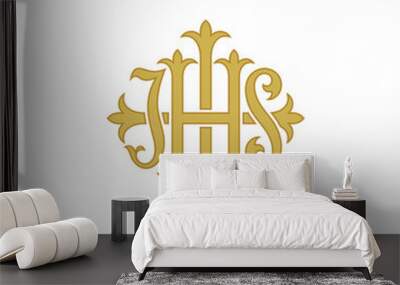 IHS monogram logo, god jesus christ design vector symbol on white background. Wall mural