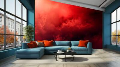 Dramatic red clouds in dark sky Wall mural