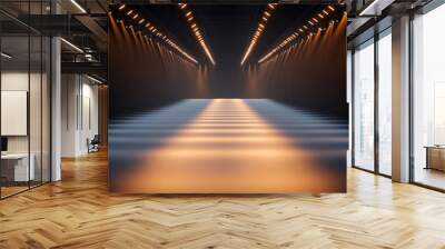 Dramatic Runway with Spotlights in Dark Studio Wall mural