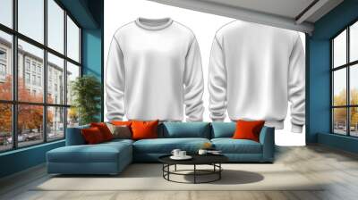 Plain white sweatshirts displayed from front and back views Wall mural