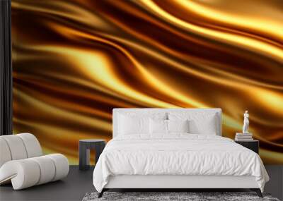 Shimmering golden fabric with flowing folds in a smooth texture Wall mural