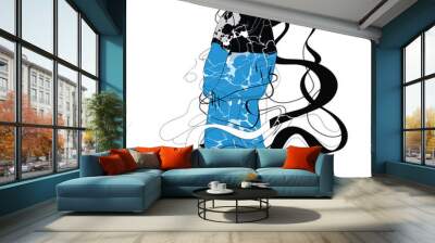 artwork of a figure with flowing lines and electric patterns.
 Wall mural