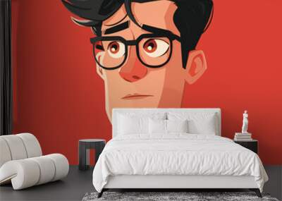 Digital art of a person, highlighting privacy against a stark red background.
 Wall mural