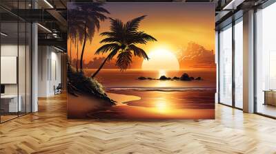 tropical island with palm trees Wall mural