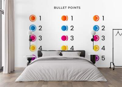 Colorful bullet point number gradient Free Vector Wall mural