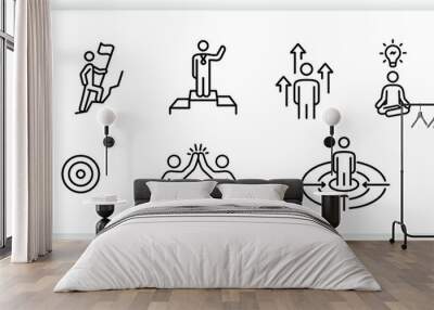 Editable line icon set op ambition and success Wall mural