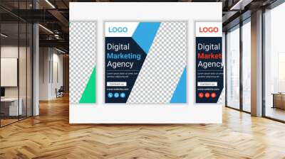 Business promotion and creative marketing agency social media post banner template. Wall mural