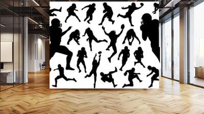 American Football Players Silhouettes , vector pack, various pose set Wall mural