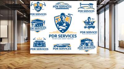 Paintless Dent Repair logo set, PDR service logo pack, vector collection Wall mural