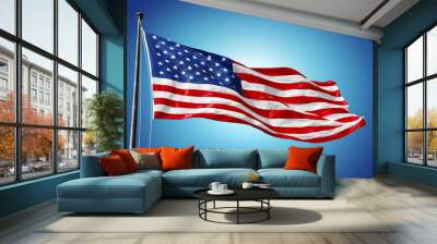 American flag on blue sky Wall mural