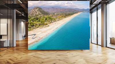 Aerial view of a popular and famous Cirali (Chirali) beach near Olympos ancient town in Turkey Wall mural