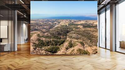 Aerial view of Besehir lake and national park in Turkey. Natural landscape and wildlife reserve Wall mural