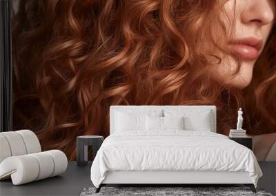 Hairstyle beauty: Macro shot of long, healthy, and shiny textured hair. Wall mural