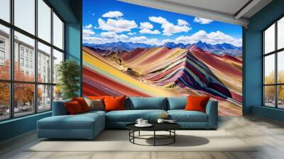 In Peru's stunning landscape, - breathtaking mountain views and colorful rainbows in Cuzco. Nature's beauty makes the journey truly unforgettable. Wall mural