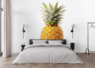 Ripe golden pineapple isolated on white background Wall mural