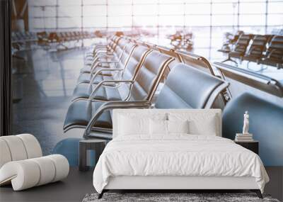 Row of Empty seats in the airport, travel concept Wall mural