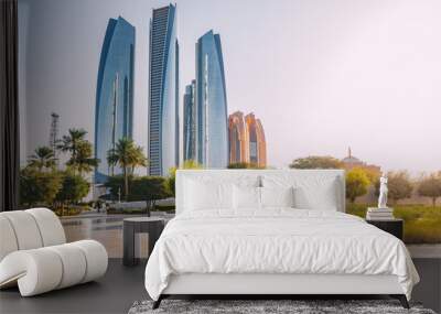 Towers skyscrapers with hotels and office and residential buildings in Abu Dhabi city, UAE. Real estate and landmarks Wall mural