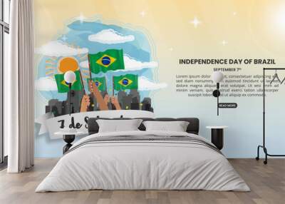 7 De Setembro or September 7 Brazil Independence Day with waving flags Wall mural