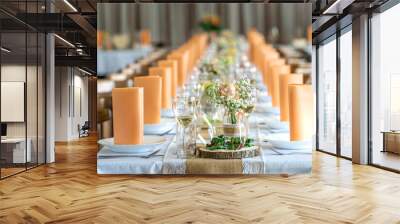 festive table decoration for an banquet party in orange Wall mural