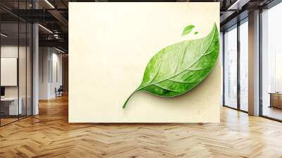 Green leaf showing concept of environmental conservation Wall mural