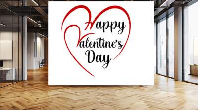 vector label happy valentine's day in a heart  Wall mural