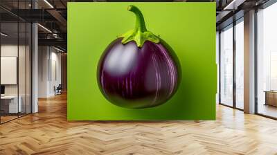 Aubergine on a lime-green background Wall mural