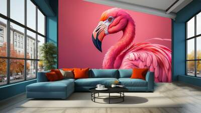 Flamingo pink on a pink background Wall mural