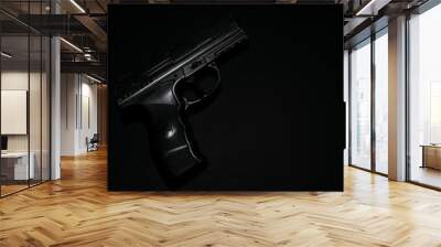 
Gray combat pistol on a black background Wall mural