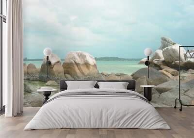 Natural rock formation on coast in Belitung Island in the afternoon, Indonesia. Wall mural