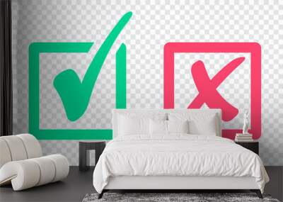 Set of check mark icon on a transparent background Wall mural