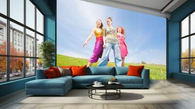 Mom and two Daughter Having Fun Wall mural