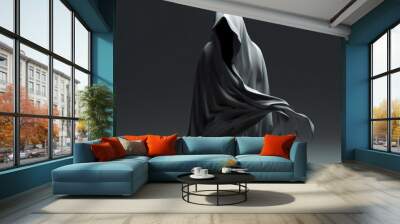 A realistic grim reaper illustration isolated on a dark background Generative Ai Wall mural