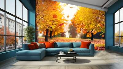 Background of an autumn landscape, Generative AI Wall mural