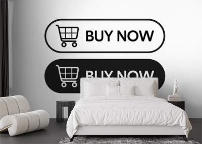 Buy Now Icon Set. Vector isolated illustration of a button with a shopping cart Wall mural