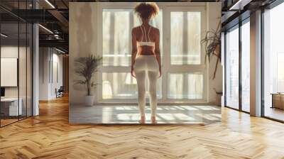 closeup backview of woman in leggings, gym Wall mural