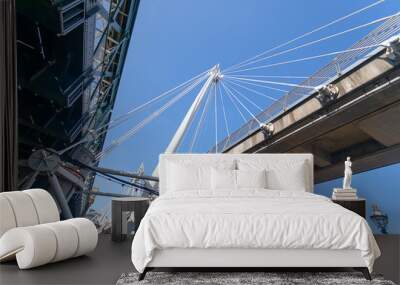 A below view of the foot bridge and the railway in the Hungerford Bridge, London. Wall mural