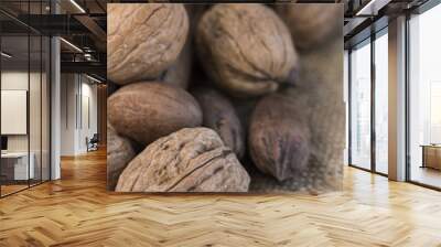 Assortment of nuts. On a light background. Wall mural