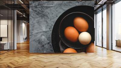 Fresh two color chicken eggs Wall mural