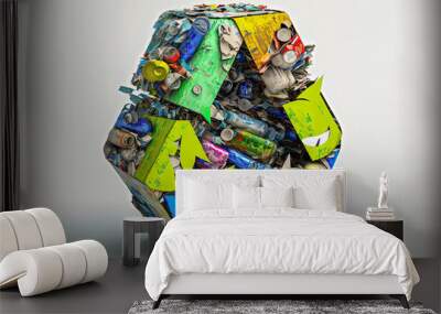 Generative AI illustration of Recycle logo of environment Wall mural