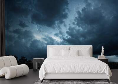 Night stormy sky, widescreen 16:9, 300 dpi, with space for text Wall mural