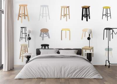 Vector isolated different Stools Set on a white background. Furniture set Wall mural