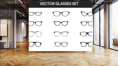 Vector isolated Illustration of a Glasses Frame Set. Set of glasses frames Wall mural